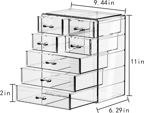 Miniatura 5 de Organizador de maquillaje grande de acrílico transparente, organizador de joyas, organizador de maquillaje perfecto y almacenamiento para tocador