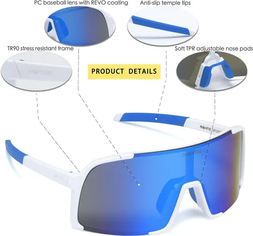 Miniatura 4 de maivnz Gafas de sol de béisbol para hombres y mujeres, protección UV400, gafas deportivas al aire libre para ciclismo, correr, golf, softbol Marco