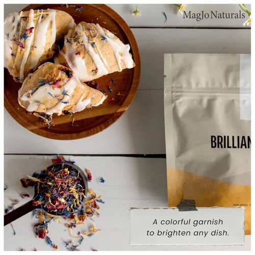 Miniatura 3 de MagJo Naturals Mezcla Brillante de Pétalos de Flores - Mezcla comestible de pétalos de caléndula, aciano azul y rosa, todos naturales, de grado