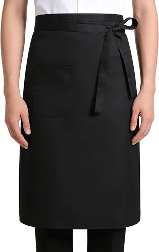 Xthrotsenk Delantal con bolsillo para cocinero, delantal de bistró negro para servidores, unisex, para restaurante, bistró, cocina, delantales