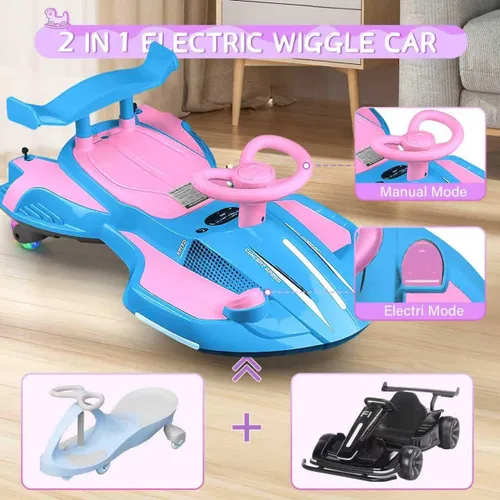 Miniatura 4 de Coche eléctrico de 12V con pedal para niños que se menea, juguete recargable 2 en 1 de coche oscilante, coche de derrape diabólico con respaldos