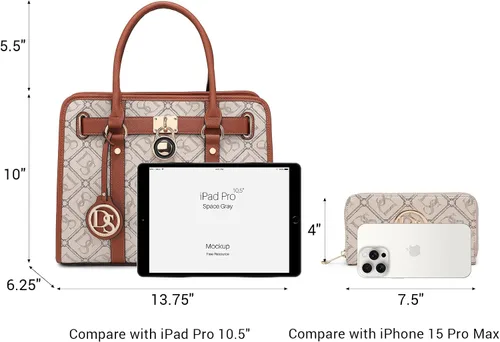 Miniatura 24 de Dasein Bolsos de mano de dos tonos para mujer, bolsos de hombro de cuero vegano, bolsa grande con cartera a juego