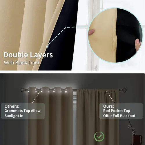 Miniatura 7 de BGment - Cortinas opacas para sala de estar de 63 pulgadas de largo, juego de 2 paneles, cortinas para oscurecer toda la habitación, cortinas