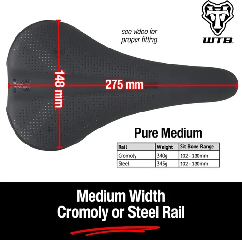 Miniatura 6 de WTB Pure Mountain Bike Seat (Saddle) - Thick All-Day Comfort Padding (2 Rail Options)