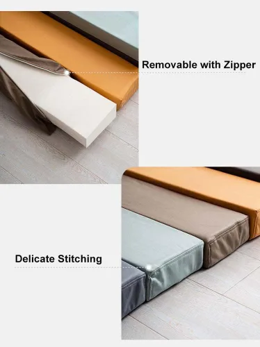 Miniatura 4 de YURRO Almohadilla de cuero sintético para cama de cabecero, protección acolchada para cabecera, almohada larga y alargadora de colchón suave, Beige