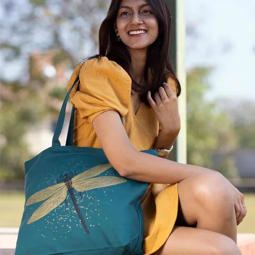 Miniatura 2 de Ecoright Bolsa de lona estética para mujer, bolsa grande con cremallera y bolsillo, bolsa de mano para mujer, para yoga, trabajo, playa