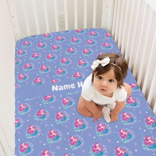Miniatura 18 de Sábanas personalizadas para cuna de bebé arcoíris colorido con nombre, paquete personalizado y sábanas de juego para niñas bebés, sábanas de colchón