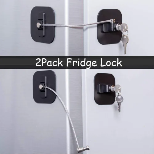 Miniatura 2 de Cerradura para nevera, paquete de 2 cerraduras para refrigerador con llaves, cerradura de congelador y cerradura de gabinete de seguridad