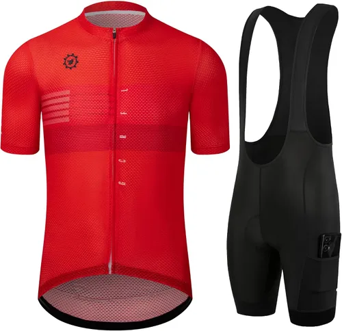 Miniatura 15 de GCRFL Conjunto de camiseta de ciclismo para hombre, camiseta ligera para ciclismo de carretera, pantalones cortos con bolsillos acolchados