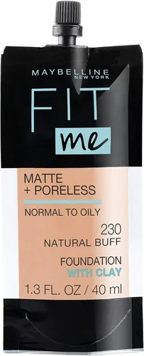 Miniatura 82 de Maybelline New York Fit Me Matte + Poreless Base Líquida, Formato de Bolsa, 220 Natural Beige, 1.3 onzas 220 Beige natural