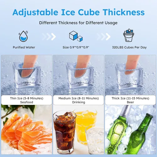 Miniatura 4 de Máquina comercial para hacer hielo de 450 libras/24 horas, máquina de hielo debajo del mostrador, compresor mejorado de 120 libras, contenedor