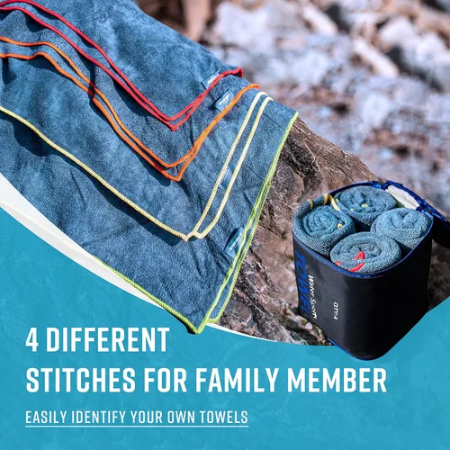 Miniatura 3 de 4Monster Paquete de 4 toallas de camping de microfibra de secado rápido, toalla de viaje súper absorbente con bolsa impermeable, toalla ligera