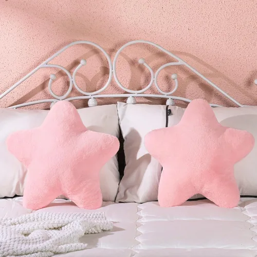 Miniatura 3 de Sumind 2 almohadas de estrella rosa de 15.7 pulgadas, almohada de felpa con estrellas bonitas, almohadas estéticas 3D, cojín decorativo de regalo