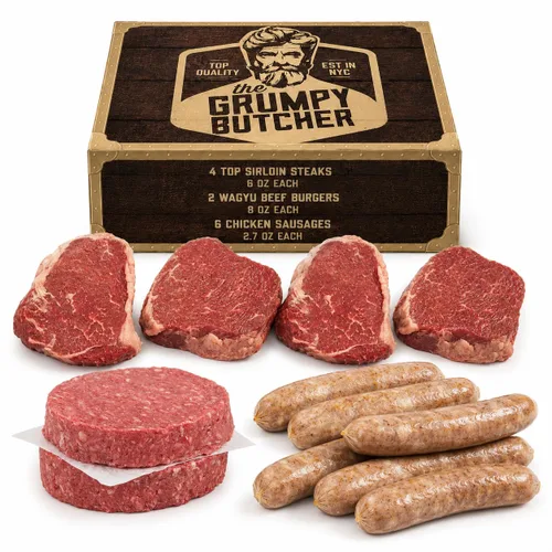 Miniatura 10 de Grumpy Butcher Aged 8 Steak Premium Set – 4 NY Strip, 2 Filet Mignon & 2 Ribeye Steaks – USDA Top Choice Beef Steak con opción de caja de regalo