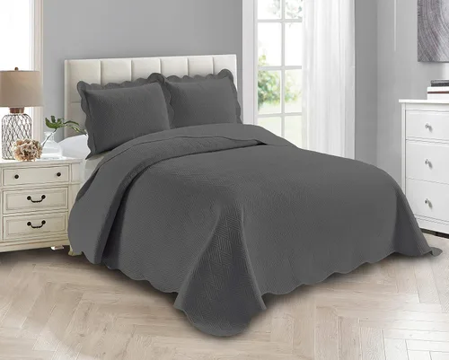 Miniatura 8 de Linen Plus Juego de Colcha y Cobertor de Lujo de Gran Tamaño con Relieve Color Verde Cazador Sólido Full/Queen Nuevo # Ashley