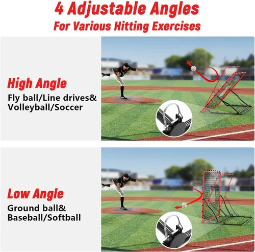 Miniatura 4 de Baseball Rebounder ,4x4.5FT Soccer Rebounder with 4 Adjustable Angles, 28 Bungee Cords to Adjust Elastic, Sports Equipment for