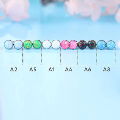 Miniatura 7 de Limerencia Aretes hipoalergénicos de titanio puro Aretes de ópalo Minimalistas, grado de implante Adecuado para orejas sensibles joyas delicadas