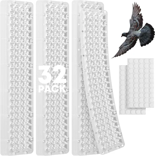 Petfolio Paquete de 32 disuasorios de aves para patio exterior – Púas disuasorias transparentes de 35 pies para mantener alejadas a las aves