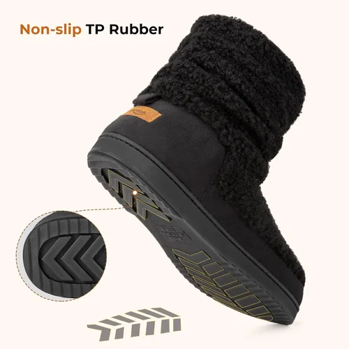 Miniatura 5 de HomeTop Pantuflas para botas de mujer con espuma viscoelástica cálida, para interiores y exteriores, con suela de goma