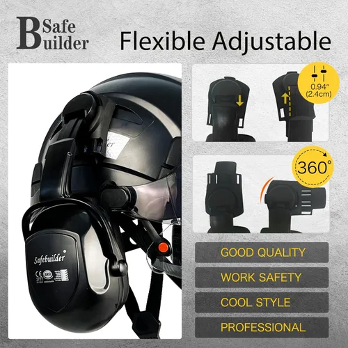 Miniatura 5 de SAFEBUILDER Casco de Seguridad Industrial con Visera Orejeras Casco Duro con Visera Cascos Duros Ventilados Trabajo de Construcción Protección
