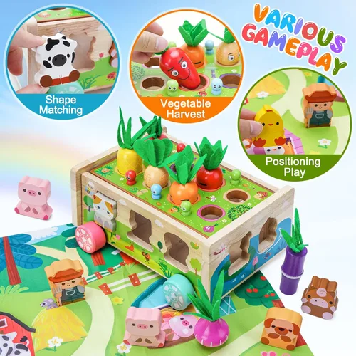Miniatura 2 de Juguetes de madera Montessori para niños pequeños Juguete para bebés de 12 a 18 meses con mapa de juego para niños y niñas de 1, 2, 3 años