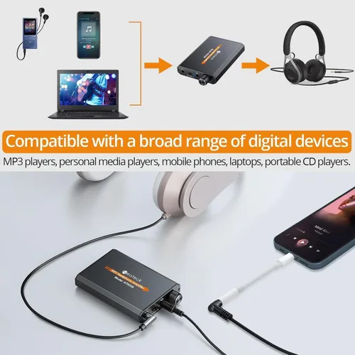 Miniatura 4 de Neoteck Amplificador Portátil de Auriculares de 3.5mm con Interruptor de Ganancia de Dos Etapas, 16-300 Ohm, Superficie Mate de Aluminio