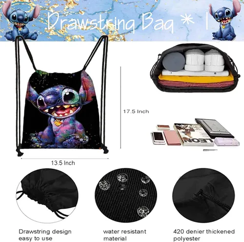 Miniatura 2 de Stitch Merchandise Stuff Gift Set, Stitch Anime Drawstring Bag, Keychain, Keychain Lanyard, Purse, Bracelets