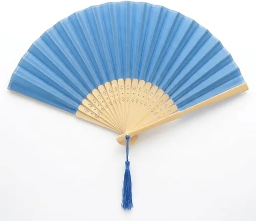 Miniatura 11 de Abanico de mano plegable de mano de tela con borla de grado A, varillas de bambú para mujeres y niñas, fiesta de verano, eventos, cumpleaños, boda