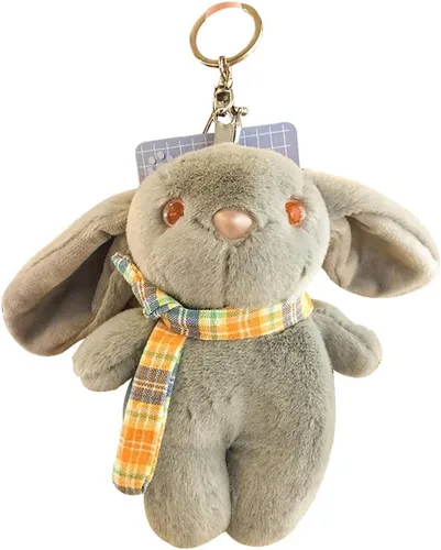BONICI Chicas y mujeres creativas y bonitas orejas grandes cálida bufanda suave con colgante de conejo llavero llavero de Año Nuevo bolso de mano