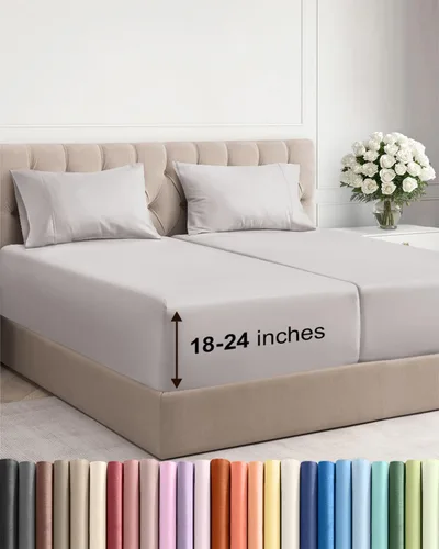 Miniatura 76 de Sábanas King divididas con bolsillos extra profundos, sábanas transpirables y refrescantes de 5 piezas, sábanas de lujo para hotel, suaves, sin 22