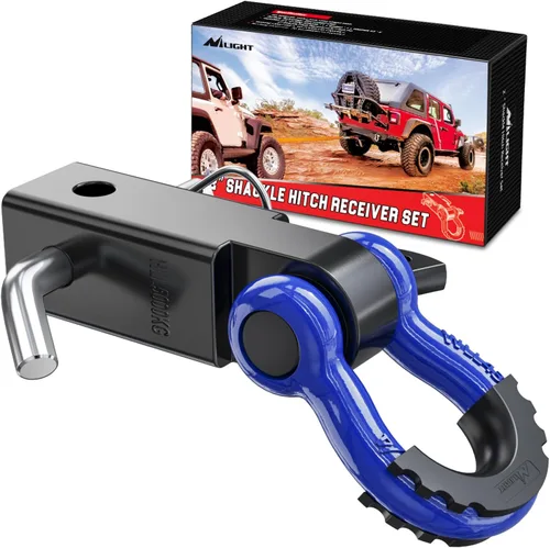 Miniatura 35 de Nilight Receptor de enganche de grillete de 2 pulgadas, 45000 libras, resistencia a la rotura, grillete de anillo en D de 3/4 pulgadas con pasador
