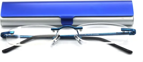 Miniatura 14 de Gafas de lectura sin montura con estuche delgado para hombres y mujeres, negro, dorado y plomizo, azul y rojo Oro