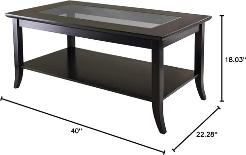 Miniatura 8 de Mesa para café rectangular Génova de Winsome con parte superior de vidrio