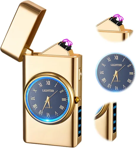 Miniatura 9 de Encendedor de plasma recargable por USB, resistente al viento, de doble arco, con pantalla LED, sin llama, para camping, senderismo, velas, barbacoa
