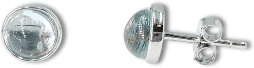 Miniatura 30 de Pendientes naturales de 0.236 in con chapado en oro blanco sobre plata de ley, bisel cabujón de piedras preciosas regalo de joyería para ella