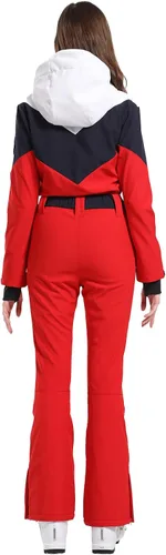 Miniatura 17 de GSOU SNOW Traje de esquí para mujer, traje de nieve delgado de una pieza, chaqueta de nieve, impermeable, resistente al viento, deportes al aire