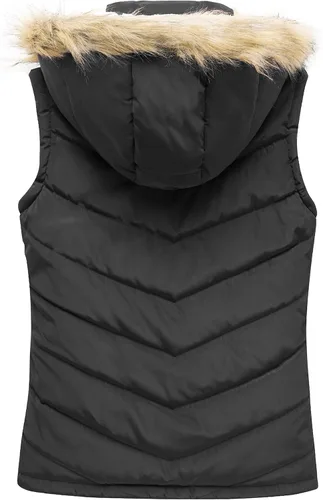 Miniatura 2 de Wantdo Chaleco grueso de invierno para mujer, acolchado, cálido, con capucha de piel extraíble