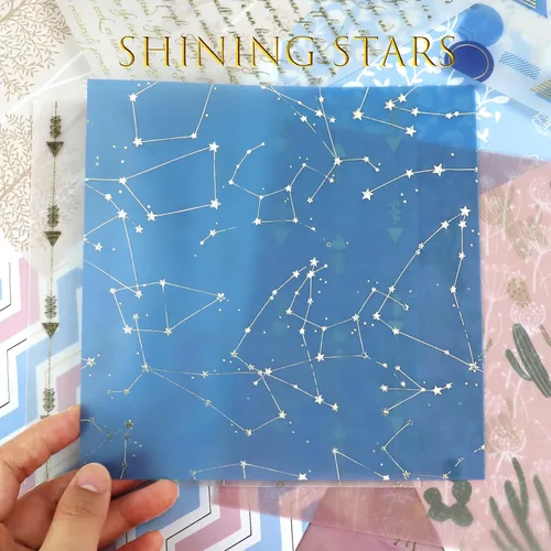 Miniatura 6 de Bloc de papel rosa para álbum de recortes, 30 unidades, papel de aluminio en relieve, póster de origami azul transparente de 6 x 6 pulgadas