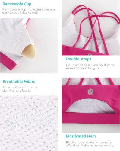 Miniatura 5 de Brasieres deportivos para mujer, con relleno, tipo camiseta sin mangas, sexis, con espalda cruzada, de alto impacto, largos, ideales para practicar