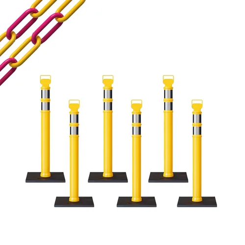 Miniatura 46 de Trafford Industrial - Paquete de 6 postes de delineador de 45 pulgadas, collares reflectantes de 3 pulgadas, base de goma de 10 libras