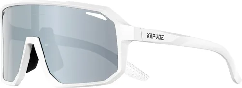 KAPVOE Gafas de sol polarizadas para ciclismo, deportes, UV400, para correr, pesca, béisbol, para hombres y mujeres, K62 Blanco plateado