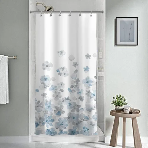 Miniatura 4 de Sunlit Design 36 x 72 Pulgadas Cortina de Ducha Azul y Gris Pequeña para Estacionamiento, Cortinas de Baño Estrechas de Medio Tamaño para RV