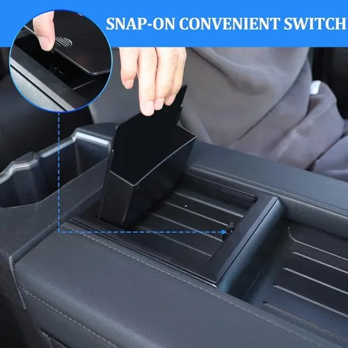 Miniatura 4 de Organizador de consola central de automóvil, reposabrazos oculto, caja de almacenamiento compatible con Toyot@Tundra 2022 2023, reposabrazos