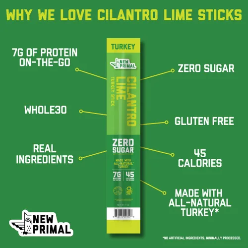 Miniatura 3 de The New Primal Cilantro Lime Turkey - Barra de pavo, de pavo de pastoreo, con aprobación del programa Whole30, apto para dietas paleo, cetogénica