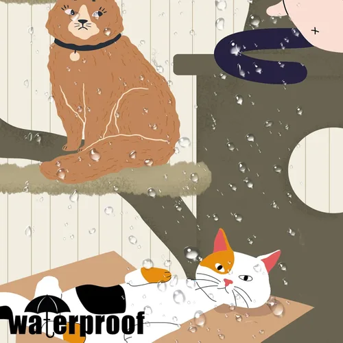 Miniatura 5 de Cortina de Ducha Divertida de Gato Lindo Divertido Árbol de Gato de Dibujos Animados Cortinas de Ducha para Baño Boho Anime Gatitos Niños Granja