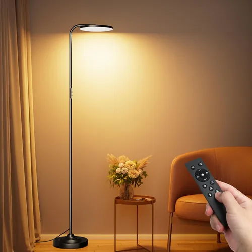 Miniatura 11 de SIBRILLE Lámpara de pie LED de 36 W, lámpara de pie súper brillante, moderna lámpara alta regulable con control remoto, lámpara de pie de lectura