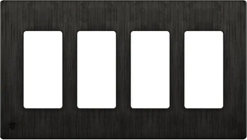 Miniatura 107 de ENERLITES Placas de pared decorativas sin tornillos, cubiertas de tomacorrientes seguras para niños, tamaño de 4 posiciones, 4.68" H x 8.30" L, Negro