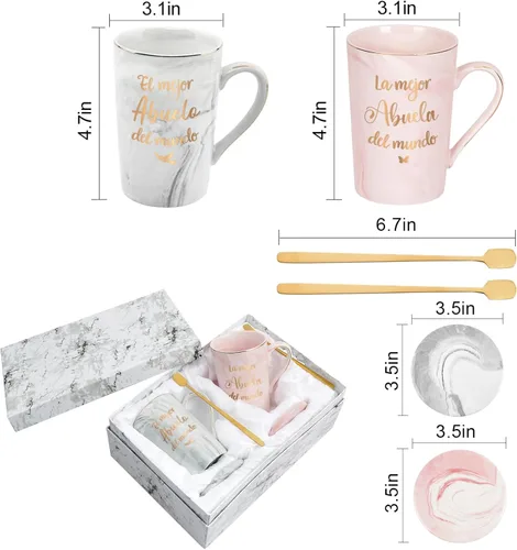Miniatura 7 de Maustic Abuela Abuelo Regalos en español, Las Mejores Tazas de Café de Abuela y Abuelo, Tazas de Café de la Mejor Abuela y Abuelo del Mundo, Regalos