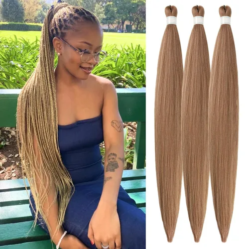 Miniatura 53 de Pelo corto negro trenzado preestirado de 14 pulgadas para trenzas sin nudos, pelo sintético 1B trenzado para trenzas Bob Box