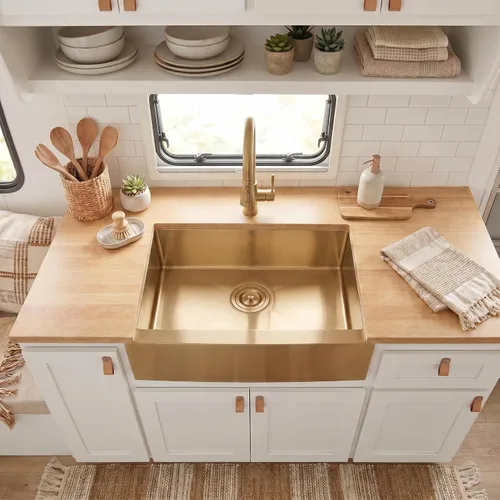 Miniatura 15 de MILOSEN Fregadero de cocina para autocaravana de 25 x 15 pulgadas, fregaderos de cocina de acero inoxidable bajo encimera de un solo tazón